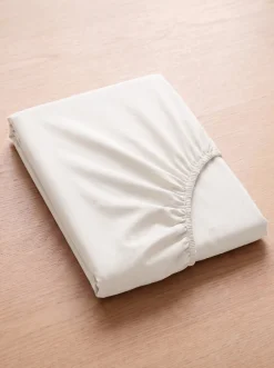 Prześcieradło z gumką z pranej mikrofibry białe off white 200x220 + 26 cm zakładki