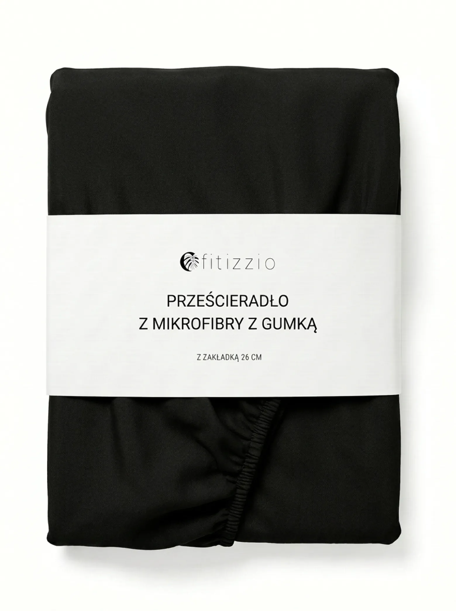 Prześcieradło z gumką z pranej mikrofibry czarne 200x220 + 26 cm zakładki