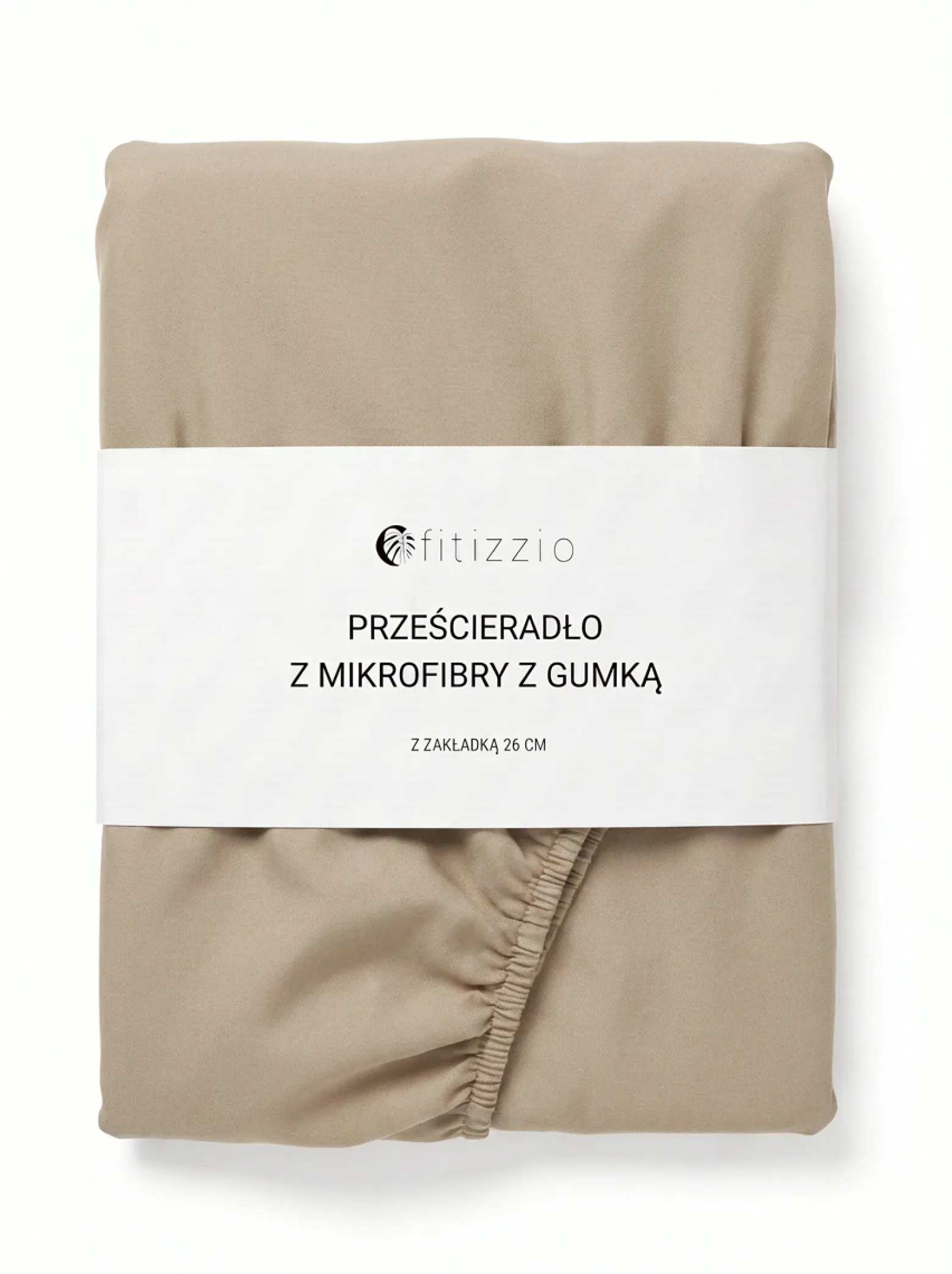 Prześcieradło z gumką z pranej mikrofibry beżowe 180x200 + 26 cm zakładki