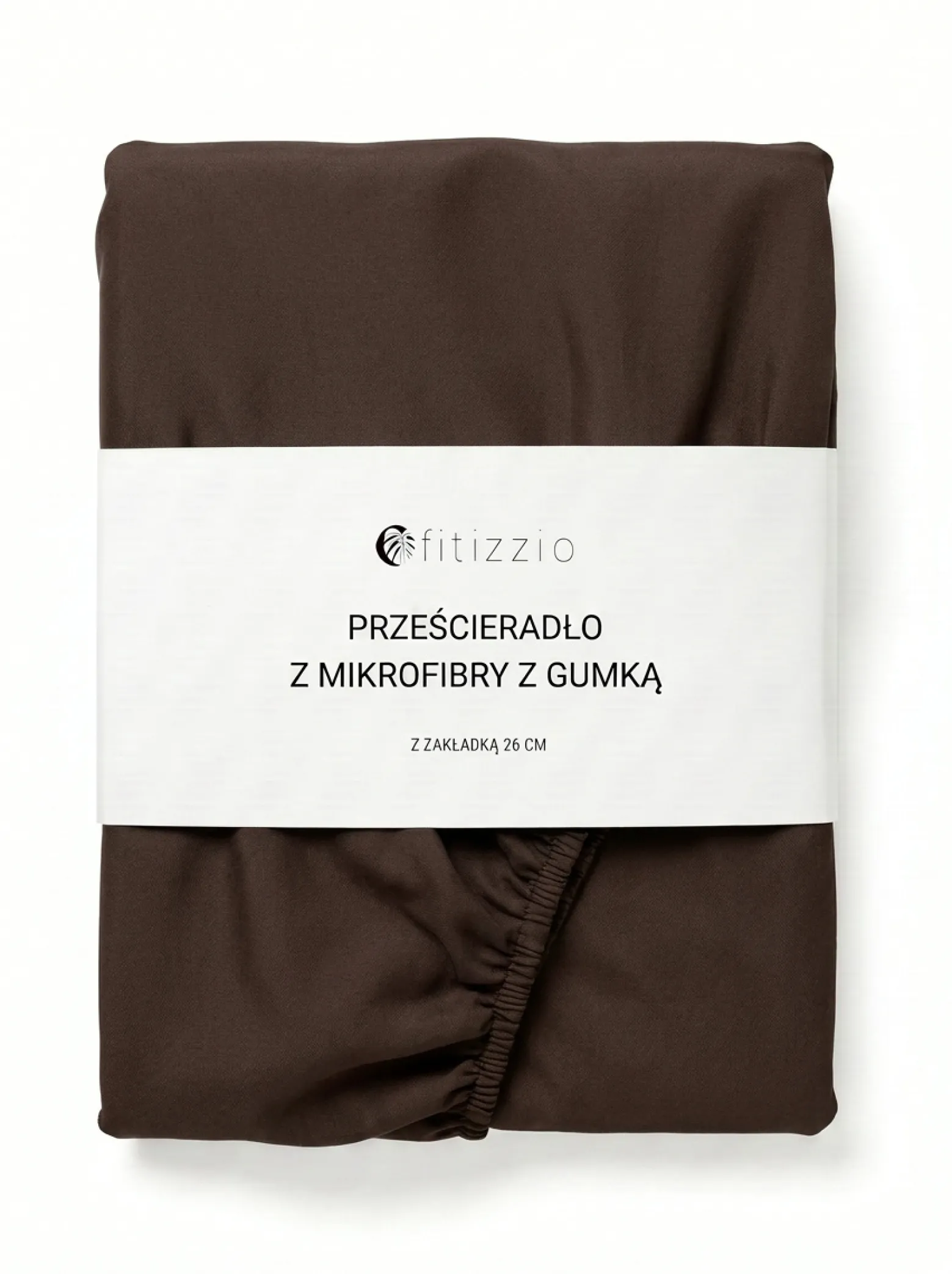 Prześcieradło z gumką z pranej mikrofibry brązowe 180x200 + 26 cm zakładki