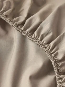 Prześcieradło z gumką z pranej mikrofibry beżowe 160x200 + 26 cm zakładki