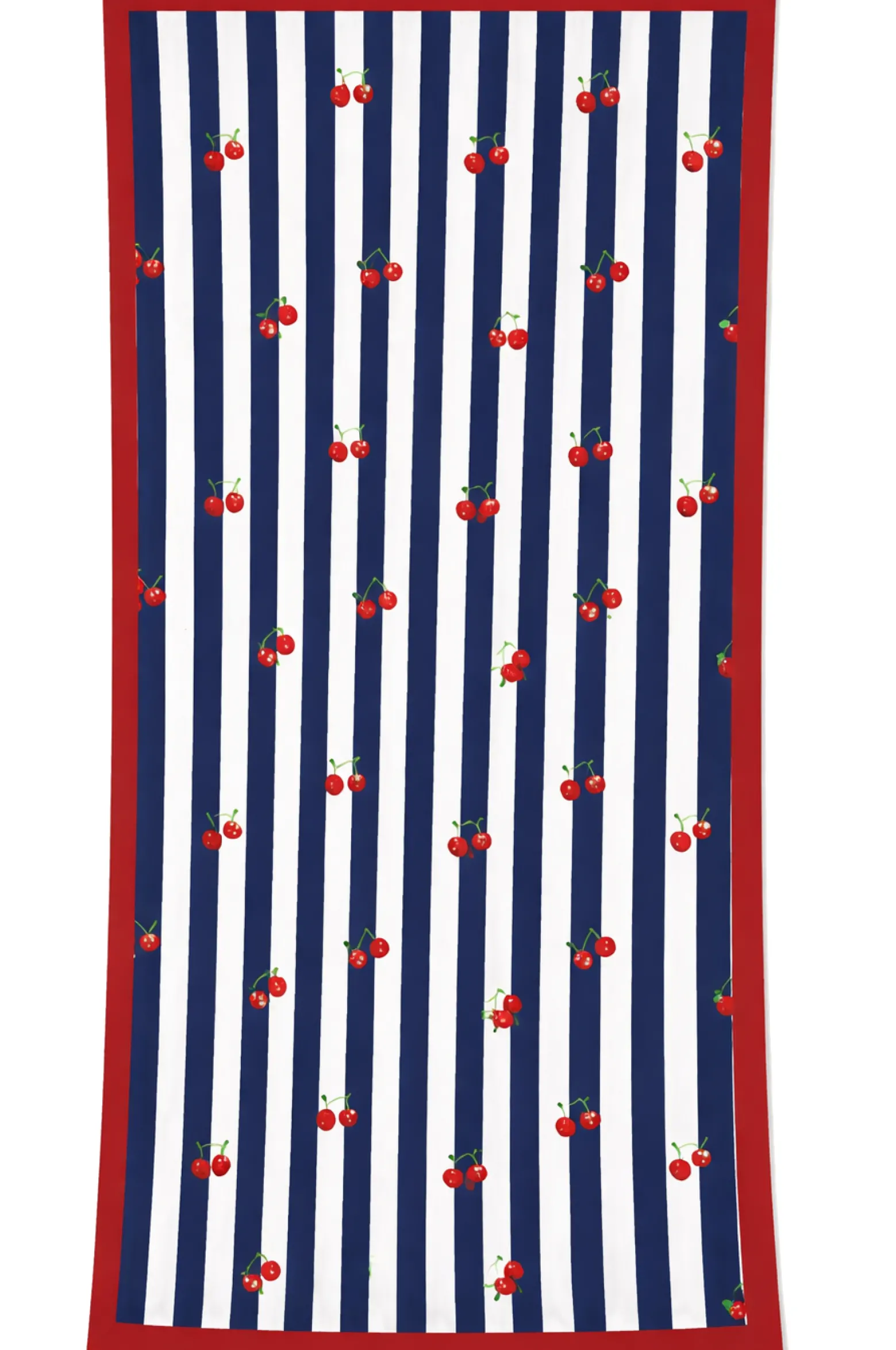 Ręcznik plażowy szybkoschnący z mikrofibry w marynarskie pasy i wisienki 70x140 CHERRIES