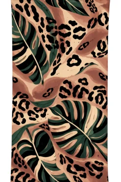 Ręcznik plażowy szybkoschnący z mikrofibry w panterkę, liście monstery 70x140 RAINFOREST